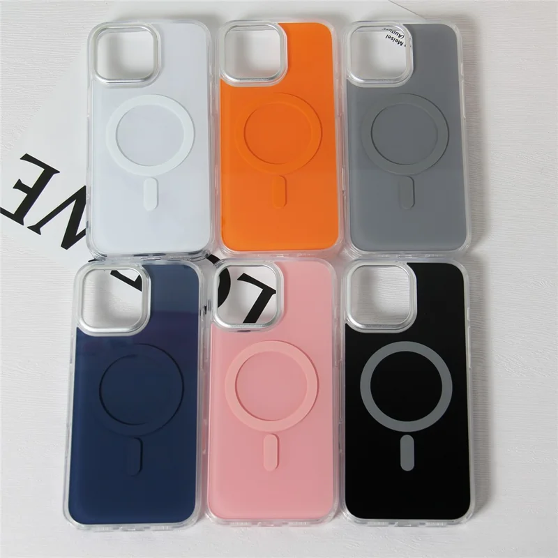 Bulk Purchasing For iPhone 16 Pro Max Magnetic Case TPU Acrylic Anti-drop Phone Cover with Metal Lens Frame Compatible with MagSafe  - Pink