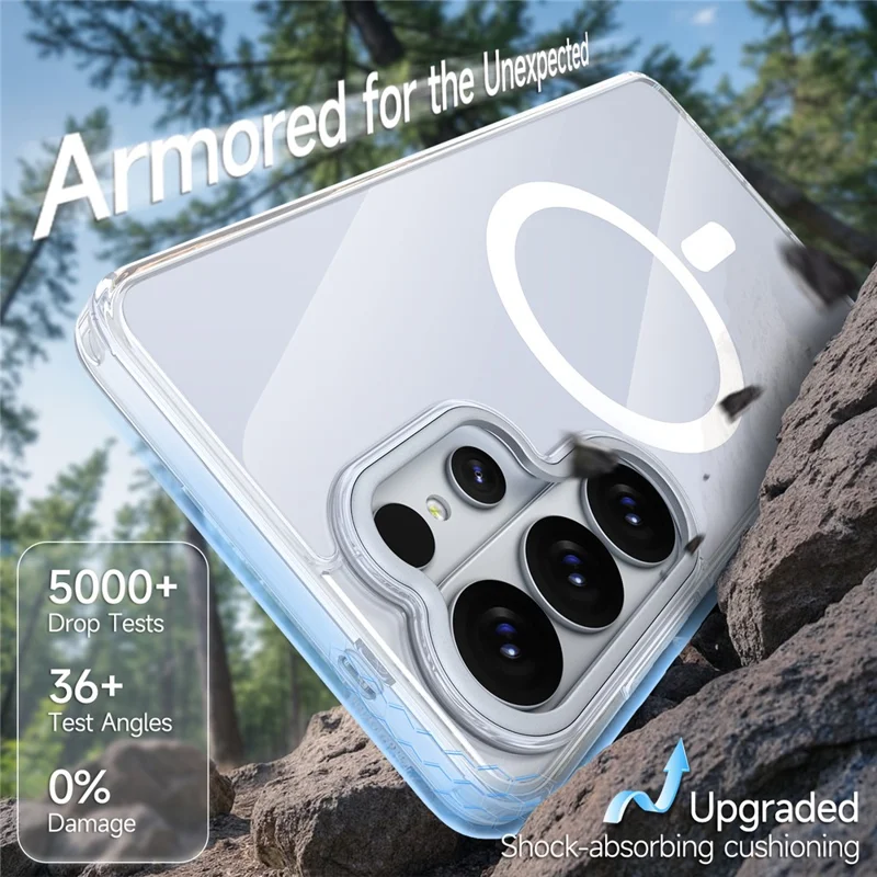 Bulk Purchasing For Samsung Galaxy S25 Ultra Magnetic Case TPU Acrylic Anti-drop Phone Cover with Metal Lens Frame  - White