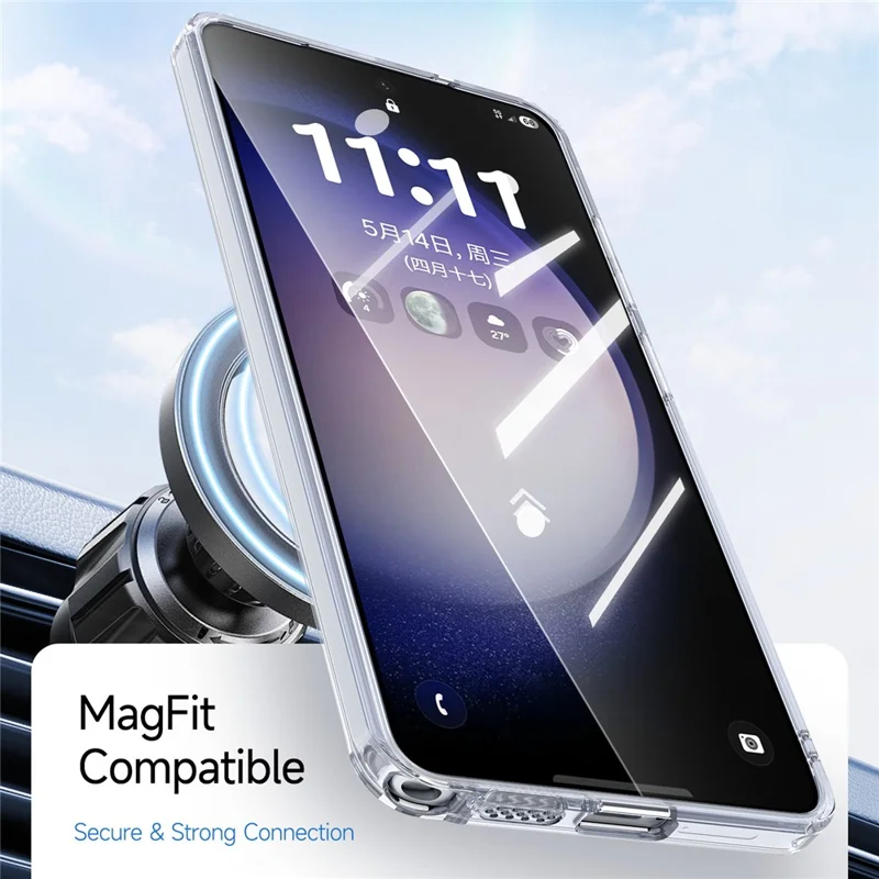Bulk Purchasing For Samsung Galaxy S24 Ultra Magnetic Case TPU Acrylic Anti-drop Phone Cover with Metal Lens Frame   - White