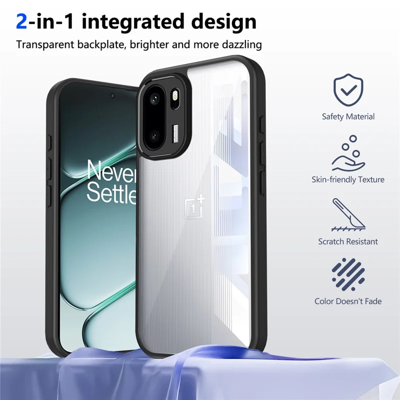 Matte Case til OnePlus Ace 6 5G / Ace 6T 5G / 15R 5G Skin Touch Clear PC + TPU stødfast telefonbagdæksel - Sort