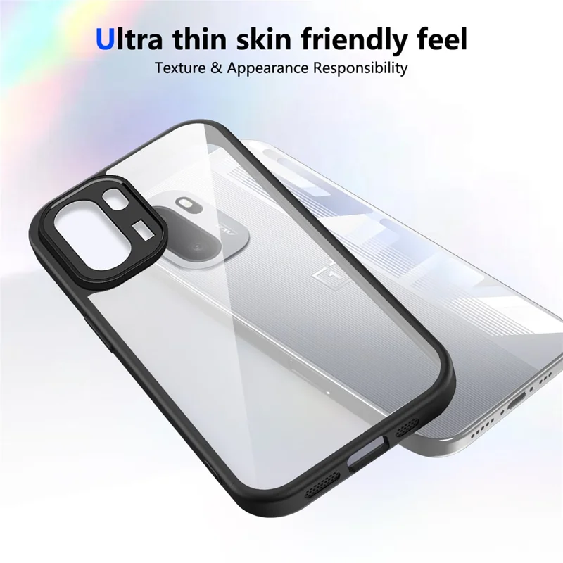 Matte Case til OnePlus Ace 6 5G / Ace 6T 5G / 15R 5G Skin Touch Clear PC + TPU stødfast telefonbagdæksel - Sort