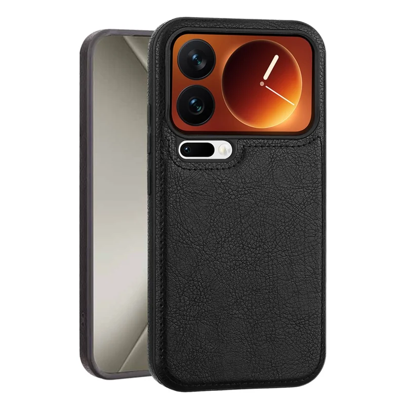 For Xiaomi 17 Pro Case PU Leather Coated PC + Silicone Phone Cover - Black