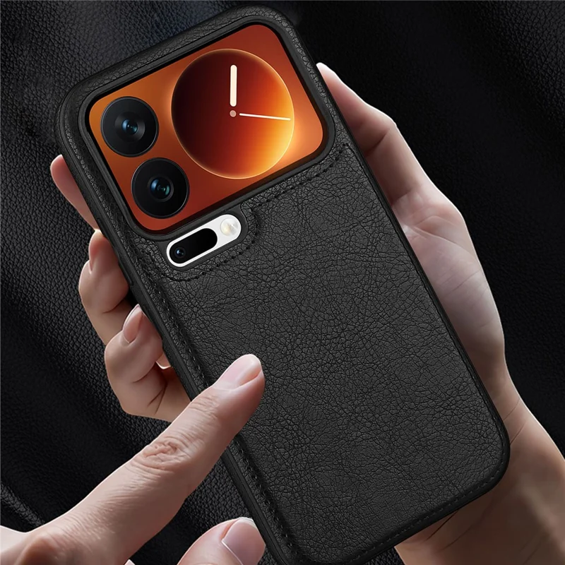 For Xiaomi 17 Pro Case PU Leather Coated PC + Silicone Phone Cover - Black