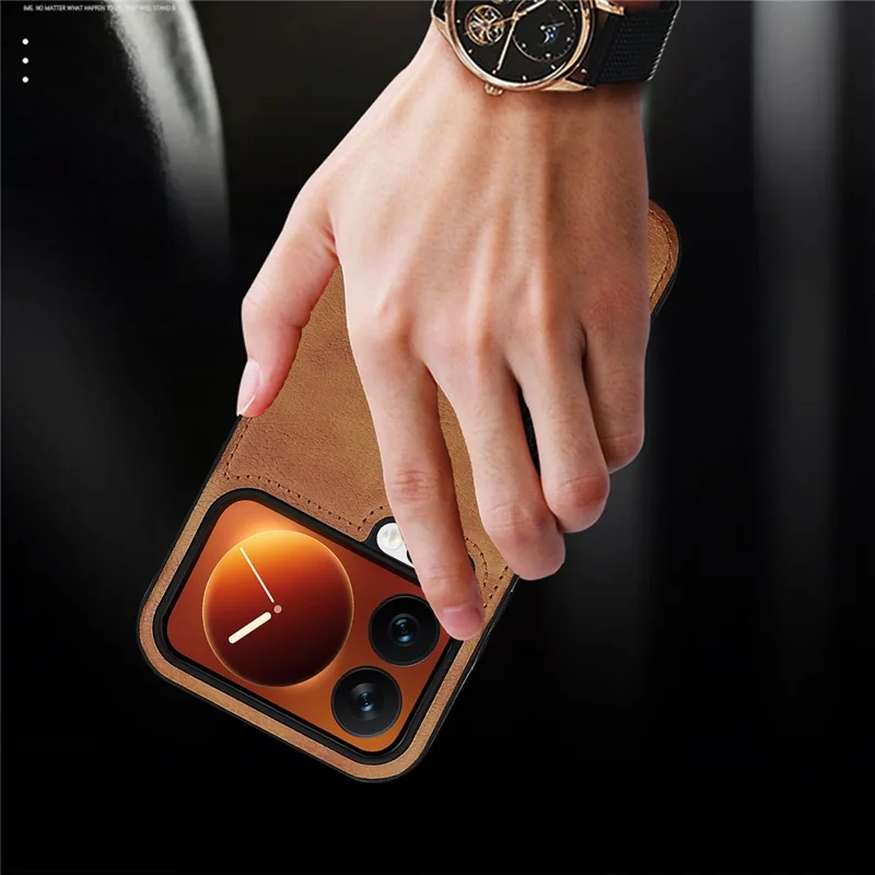 For Xiaomi 17 Pro Case PU Leather Coated PC + Silicone Phone Cover - Black