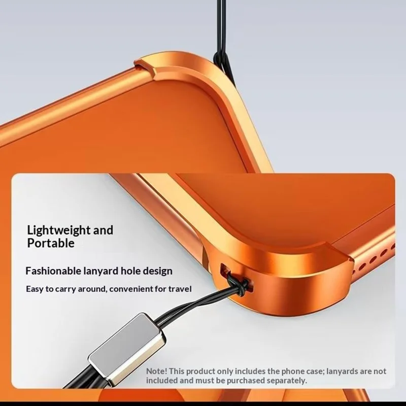 For iPhone 17 Pro Max Bumper Case No Frame Aluminium Alloy X-Shape Phone Cover - Orange