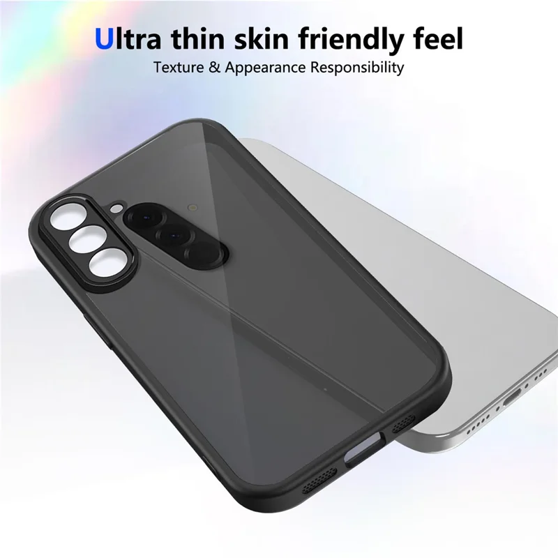 Cover per Samsung Galaxy A37, Cover Trasparente Nero Opaco Tattile in PC + TPU Antiurto - 2 in 1