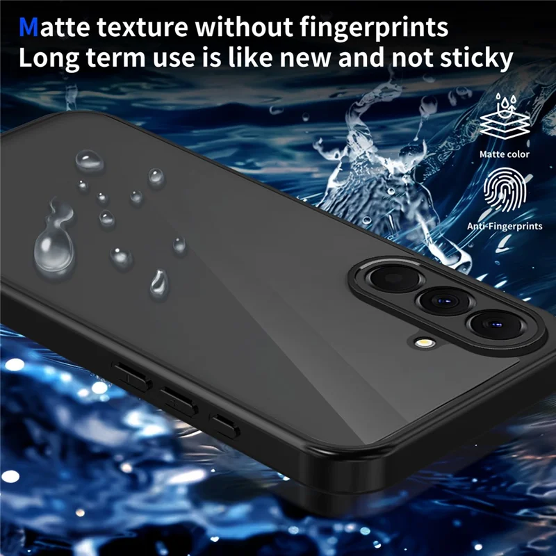 Cover per Samsung Galaxy A37, Cover Trasparente Nero Opaco Tattile in PC + TPU Antiurto - 2 in 1