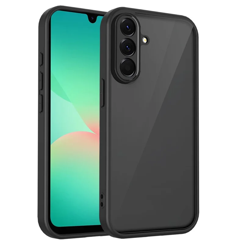 غطاء لهاتف سامسونج جالكسي A57، غطاء واقي من مادة البولي كربونات + مطاط حراري، لامع غير لامع، مقاوم للسقوط - أسود شفاف