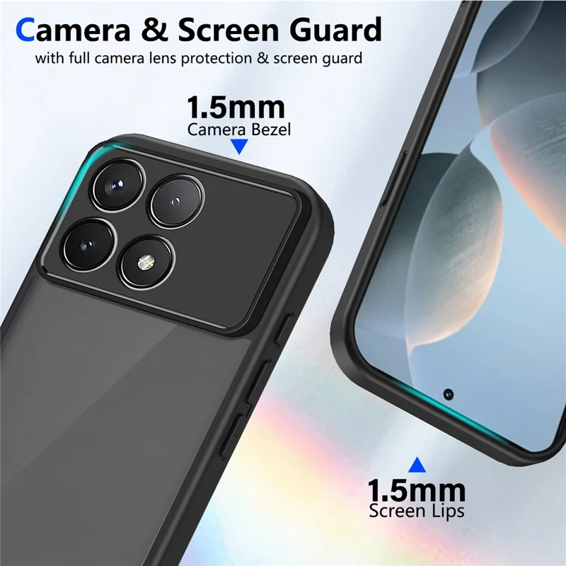 Für Xiaomi Poco F8 Pro / Redmi K90 5G Hülle Skin-Touch Matt PC + TPU Anti-Drop-Handyhülle - Transparent Schwarz