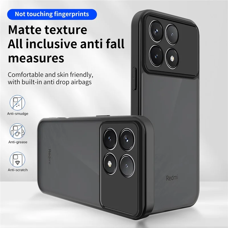 Für Xiaomi Poco F8 Pro / Redmi K90 5G Hülle Skin-Touch Matt PC + TPU Anti-Drop-Handyhülle - Transparent Schwarz