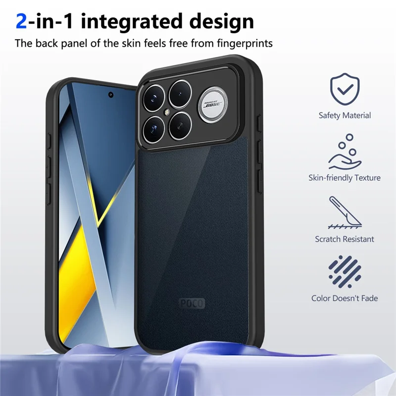 Cover per Xiaomi Poco F8 Ultra / Redmi K90 Pro Max 5G, Custodia Touch Opaca in PC + TPU Anti-Caduta - Nero Trasparente