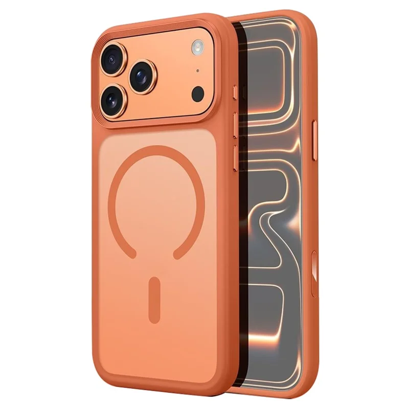 For iPhone 17 Pro Max Magnetic Phone Cover Skin Touch TPU + PC Shockproof Back Case Compatible with MagSafe - Orange