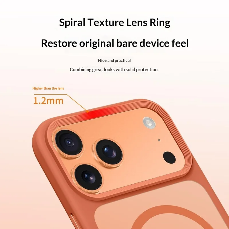 For iPhone 17 Pro Max Magnetic Phone Cover Skin Touch TPU + PC Shockproof Back Case Compatible with MagSafe - Orange