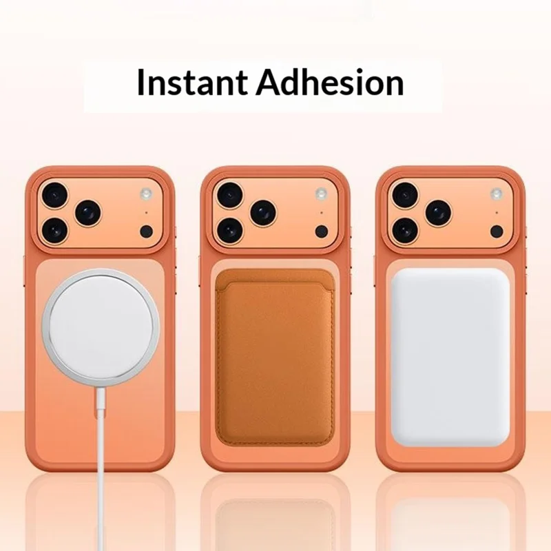 For iPhone 17 Pro Max Magnetic Phone Cover Skin Touch TPU + PC Shockproof Back Case Compatible with MagSafe - Orange