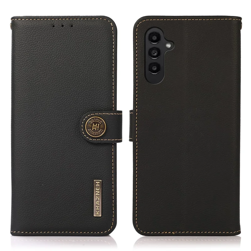 KHAZNEH für Samsung Galaxy A57 Tasche aus echtem Rindsleder mit Brieftasche - Schwarz