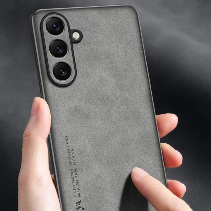 For Samsung Galaxy S26+ Case Suede Leather Texture TPU + PU Phone Back Cover - Grey