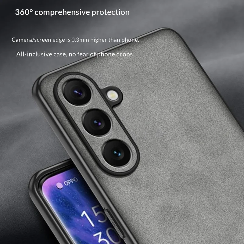 For Samsung Galaxy A37 5G Case Suede Leather Texture TPU + PU Phone Back Cover - Grey