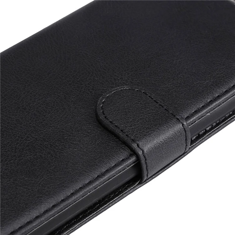KT Leder Serie-2 Für Sony Xperia 5 IV 5G PU Leder Solid Color Case Magnetic Clasp Phone Ständer Brieftasche Mit Riemen - Schwarz