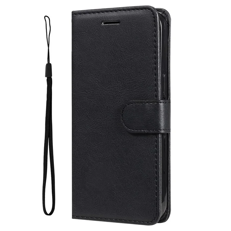 KT Leder Serie-2 Für Sony Xperia 5 IV 5G PU Leder Solid Color Case Magnetic Clasp Phone Ständer Brieftasche Mit Riemen - Schwarz