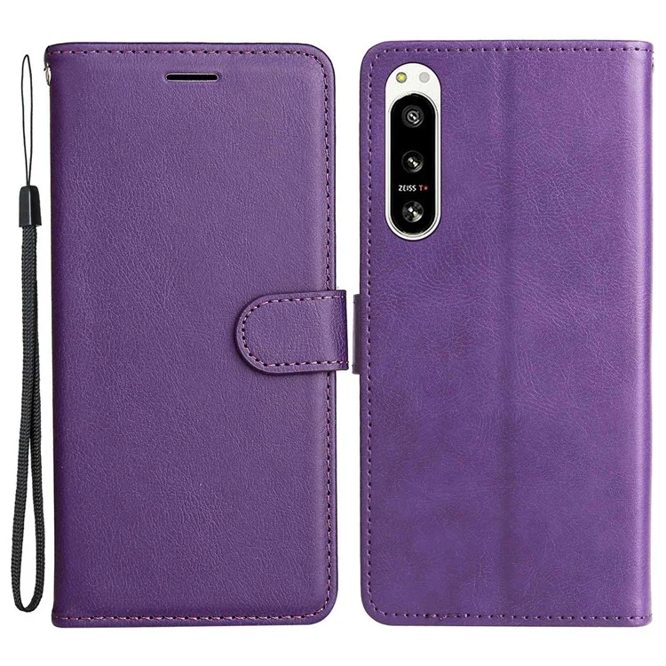 KT in Pelle Serie 2 Per Sony Xperia 5 IV 5G PU in Pelle Solido Custodia a Colori Magnetico Copertina Del Portafoglio Telefonica Con Cinturino Con Cinturino - Viola