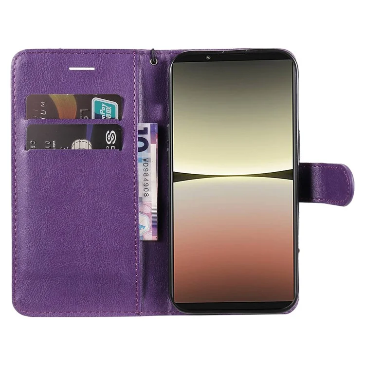 KT in Pelle Serie 2 Per Sony Xperia 5 IV 5G PU in Pelle Solido Custodia a Colori Magnetico Copertina Del Portafoglio Telefonica Con Cinturino Con Cinturino - Viola