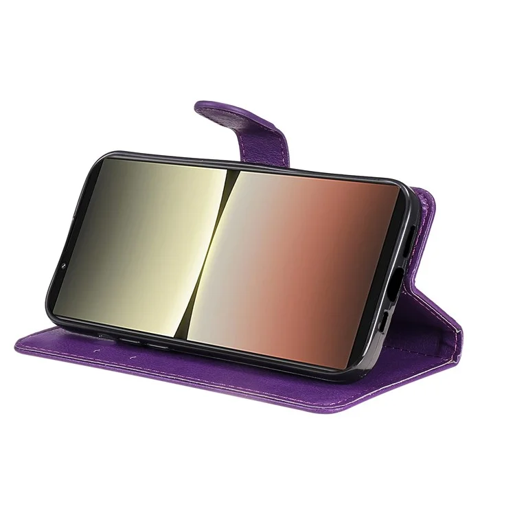 KT in Pelle Serie 2 Per Sony Xperia 5 IV 5G PU in Pelle Solido Custodia a Colori Magnetico Copertina Del Portafoglio Telefonica Con Cinturino Con Cinturino - Viola