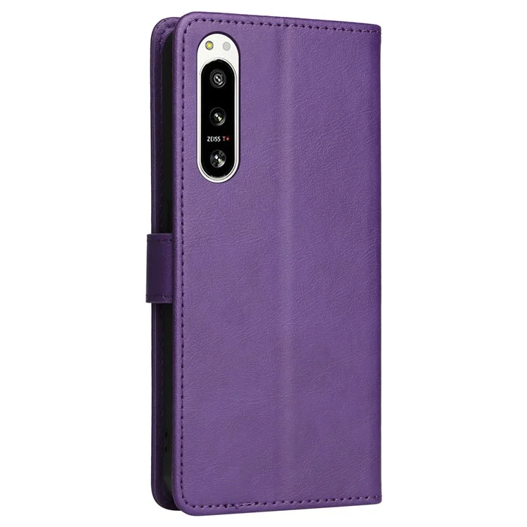 KT in Pelle Serie 2 Per Sony Xperia 5 IV 5G PU in Pelle Solido Custodia a Colori Magnetico Copertina Del Portafoglio Telefonica Con Cinturino Con Cinturino - Viola
