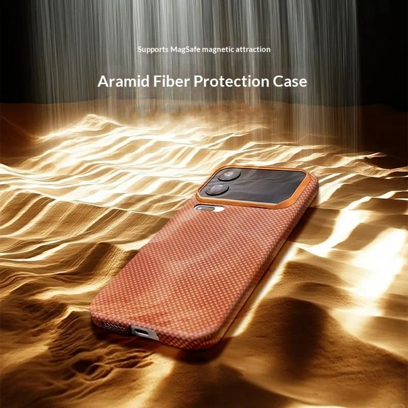 For Xiaomi 17 Pro Magnetic Case Aramid Fiber Phone Cover with Metal Lens Frame - Orange