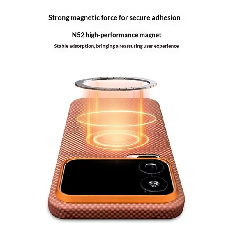 For Xiaomi 17 Pro Max Magnetic Case Aramid Fiber Phone Cover with Metal Lens Frame - Orange
