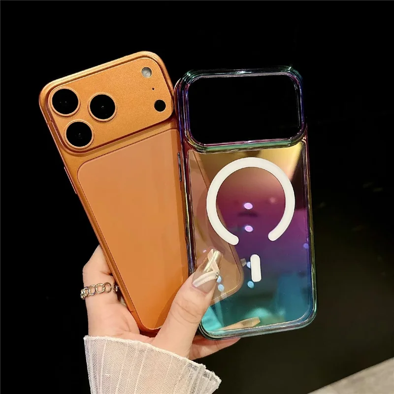 Capa Magnética para iPhone 17 Pro Max com Design Gradiente TPU PC Capa Traseira à Prova de Choque Compatível com MagSafe - Preto Transparente