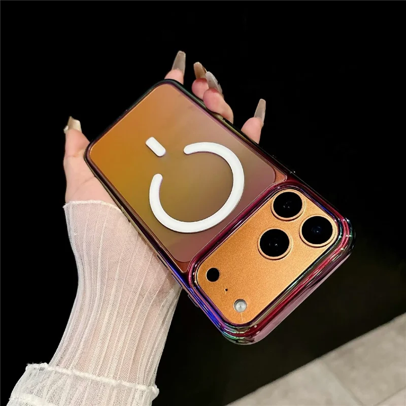 Capa Magnética para iPhone 17 Pro Max com Design Gradiente TPU PC Capa Traseira à Prova de Choque Compatível com MagSafe - Preto Transparente