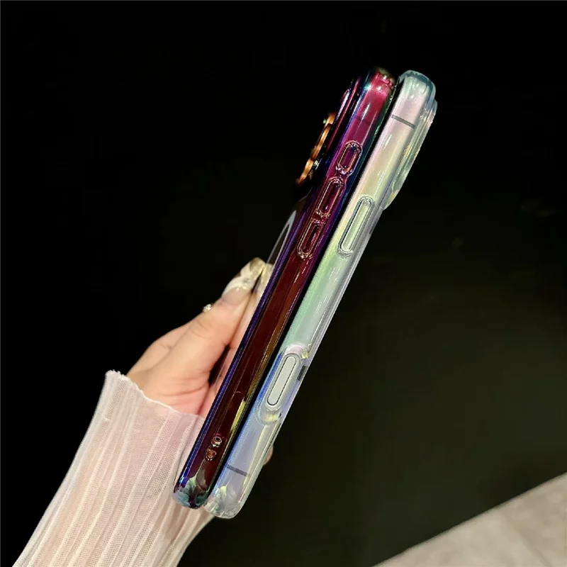 For iPhone 17 Pro Magnetic Phone Cover Gradient Design TPU PC Shockproof Back Case Compatible with MagSafe  - Transparent Black