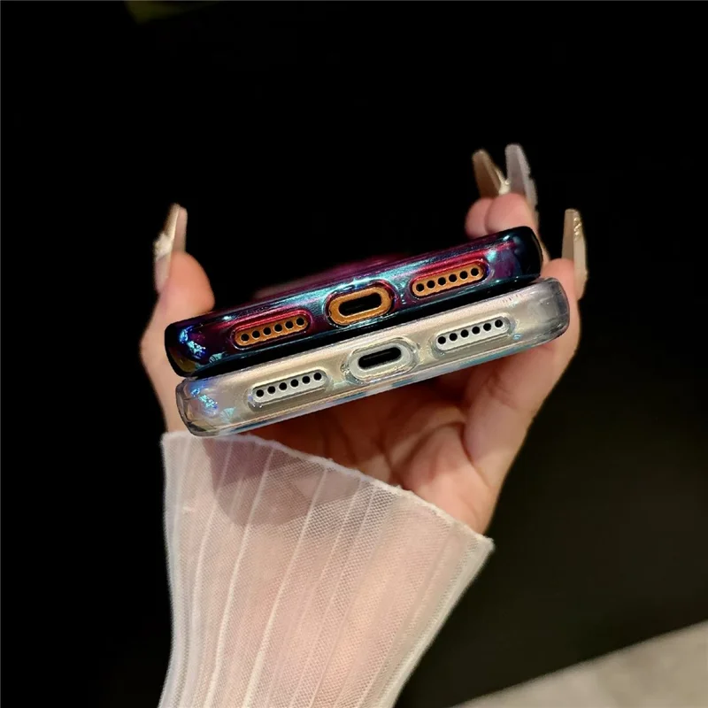 For iPhone 17 Pro Magnetic Phone Cover Gradient Design TPU PC Shockproof Back Case Compatible with MagSafe  - Transparent Black