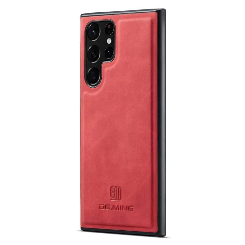 DG.MING For Samsung Galaxy S26 Ultra Case PU Leather Covered PC + TPU Hybrid Phone Shell - Red