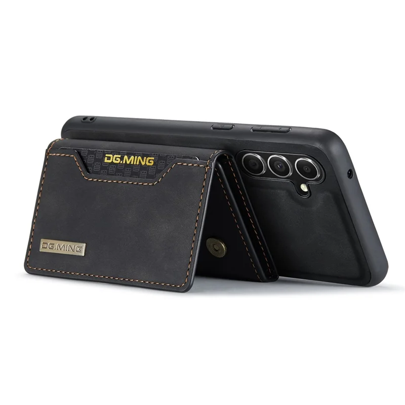 DG.MING Serie M2 para Samsung Galaxy S26+ Funda de Cuero PU de Tres Pliegues con Múltiples Ranuras para Tarjetas y Bolsillo - Negro