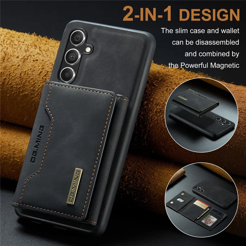 DG.MING Serie M2 para Samsung Galaxy S26+ Funda de Cuero PU de Tres Pliegues con Múltiples Ranuras para Tarjetas y Bolsillo - Negro