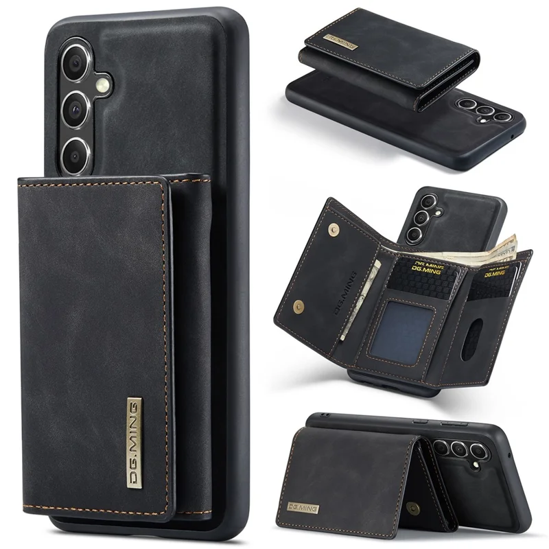 DG.MING Serie M1 para carcasa de teléfono Samsung Galaxy S26, billetera de cuero PU con cierre magnético, funda abatible con bolsillo para dinero, tarjetas y monedas - Negro