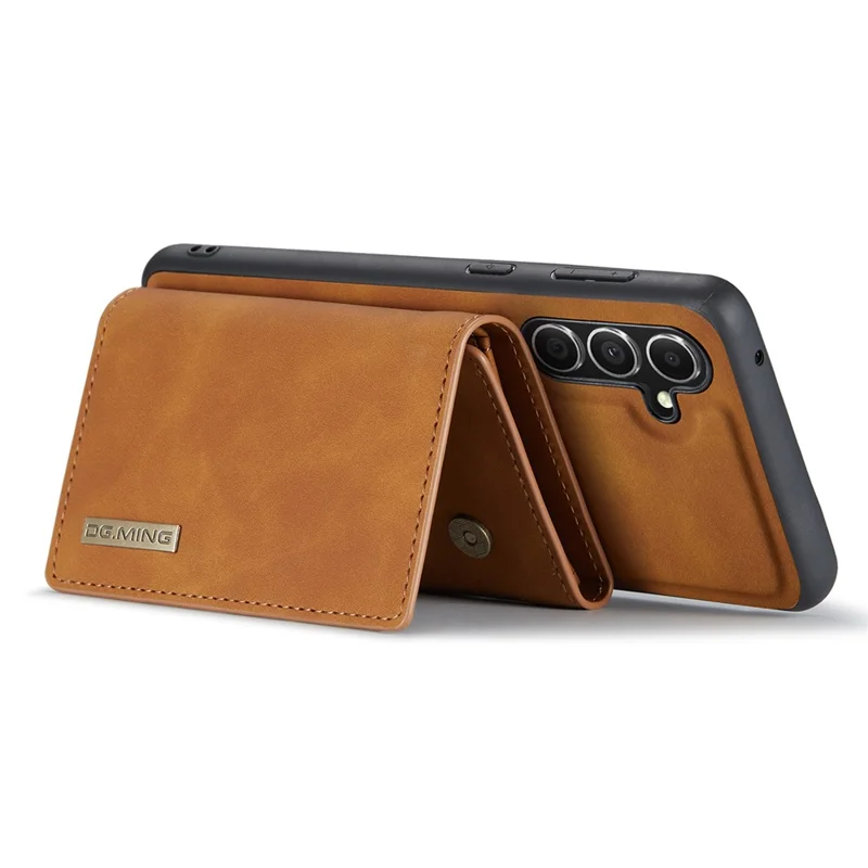 DG.MING Serie M1 para Samsung Galaxy S26+ Funda de Cuero PU con Cierre de Atracción Magnética, Billetera de Tres Pliegues con Bolsillo para Efectivo, Tarjetas y Monedero - Marrón