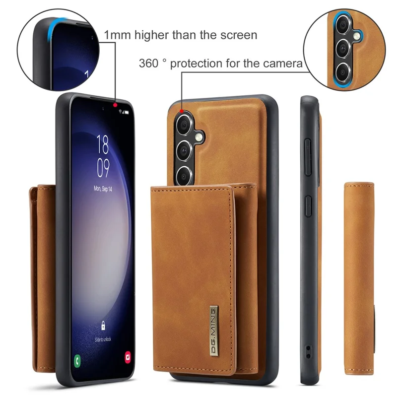 DG.MING Serie M1 para Samsung Galaxy S26+ Funda de Cuero PU con Cierre de Atracción Magnética, Billetera de Tres Pliegues con Bolsillo para Efectivo, Tarjetas y Monedero - Marrón
