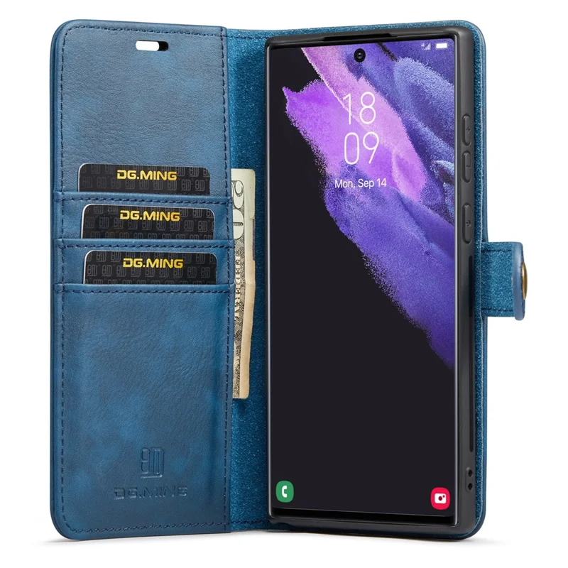 DG.MING para Samsung Galaxy S26 Ultra Funda con Cartera Desmontable y Soporte, Funda de Cuero Dividido para Teléfono - Azul