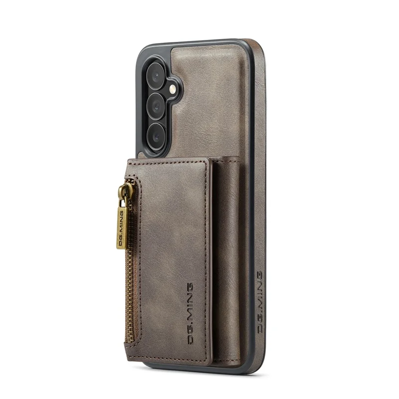 DG.MING M5 Series Capa para Samsung Galaxy S26 Carteira com Bloqueio RFID e Bolso com Zíper Suporte Multicamadas para Cartões Bolsa Porta-Moedas - Café
