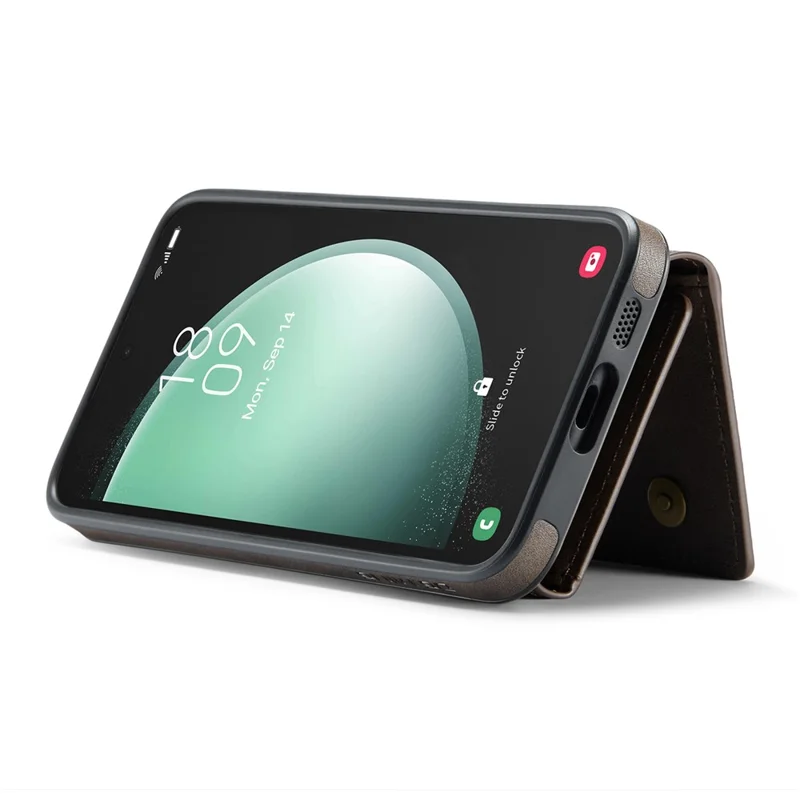 DG.MING M5 Series Capa para Samsung Galaxy S26 Carteira com Bloqueio RFID e Bolso com Zíper Suporte Multicamadas para Cartões Bolsa Porta-Moedas - Café