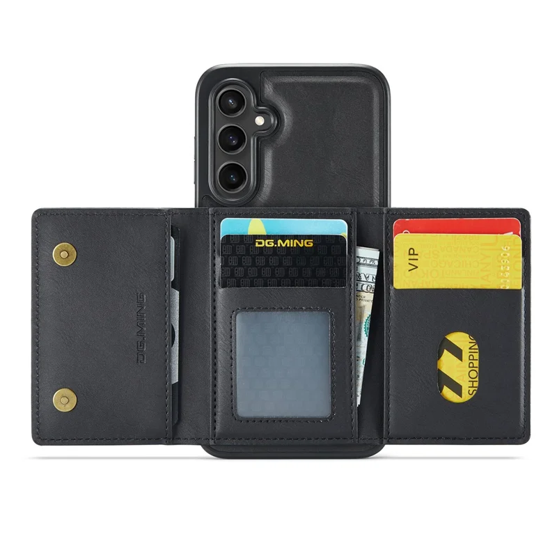 DG.MING M5 Series For Samsung Galaxy S26+ Case Detachable Magnetic Leather Phone Cover with Card Slots - Black