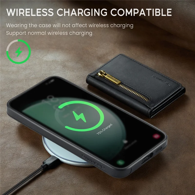 DG.MING M5 Series For Samsung Galaxy S26+ Case Detachable Magnetic Leather Phone Cover with Card Slots - Black