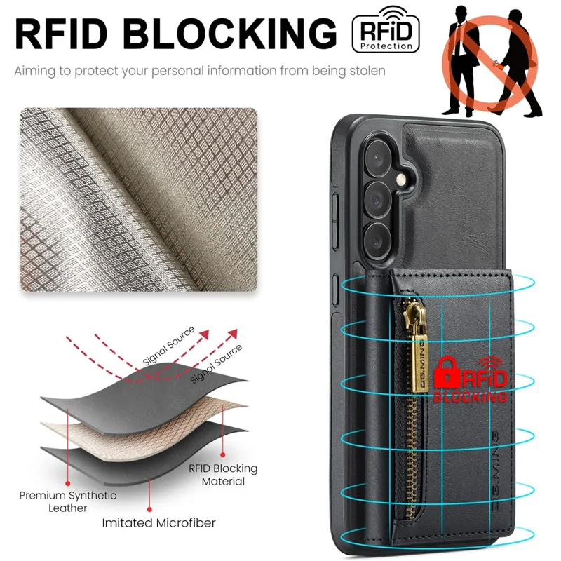 DG.MING M5 Series For Samsung Galaxy S26+ Case Detachable Magnetic Leather Phone Cover with Card Slots - Black