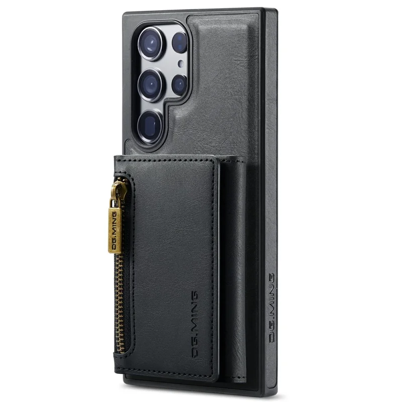 DG.MING M5 Series Capa para Samsung Galaxy S26 Ultra com Carteira com Bloqueio RFID e Bolsa com Zíper, Suporte para Várias Camadas de Cartões e Porta-Moedas - Preto