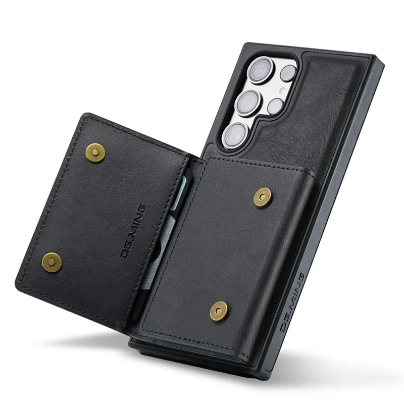 DG.MING M5 Series Capa para Samsung Galaxy S26 Ultra com Carteira com Bloqueio RFID e Bolsa com Zíper, Suporte para Várias Camadas de Cartões e Porta-Moedas - Preto
