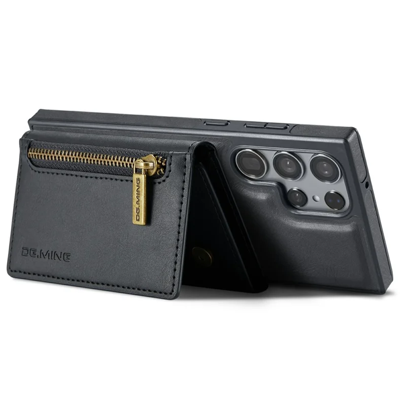 DG.MING M5 Series Capa para Samsung Galaxy S26 Ultra com Carteira com Bloqueio RFID e Bolsa com Zíper, Suporte para Várias Camadas de Cartões e Porta-Moedas - Preto