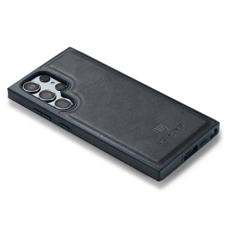 DG.MING Funda para Samsung Galaxy S26 Ultra, carcasa antiimpactos con revestimiento de cuero, trasera de PC + TPU para teléfono - Negro