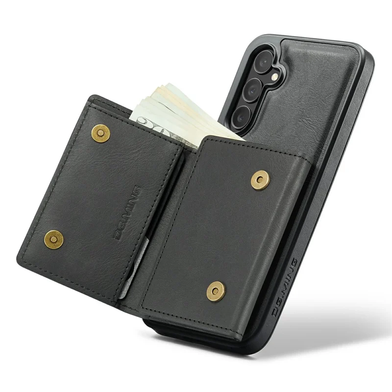 DG.MING M6 Series for Samsung Galaxy S26 Case RFID Blocking Wallet Multi-Layer Card Holder Coin Purse Bag - Black